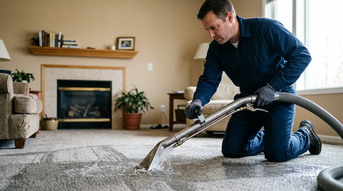 Water damage restoration technician working near Mcdonald, KS